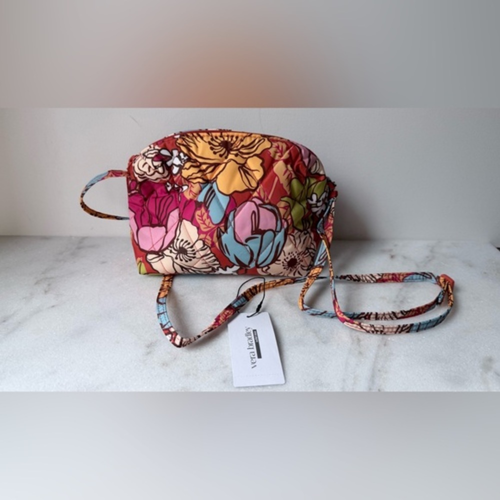 $85 Vera Bradley Quilted Floral Crossbody in Multi Pink Blue Yellow